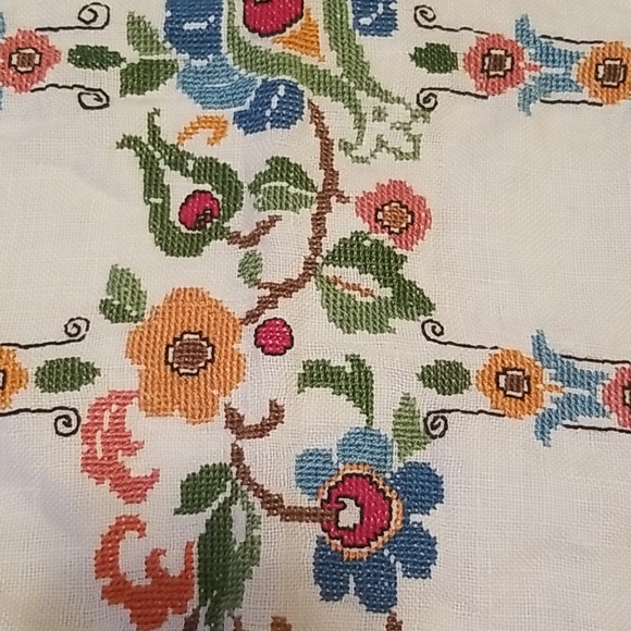 Vintage Handmade Cross Stich Pillow Cover - Picture 4 of 6